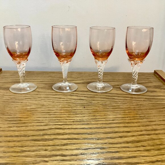 4 Stemmed Cordial Glasses 4 " - Picture 1 of 4